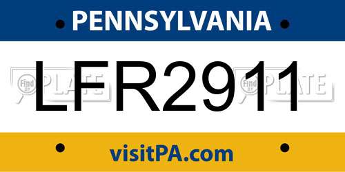LFR2911 Pennsylvania License Plate