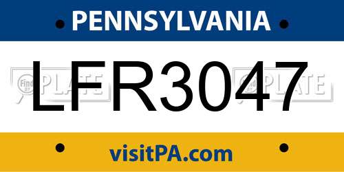 LFR3047 Pennsylvania License Plate