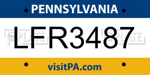 LFR3487 Pennsylvania License Plate
