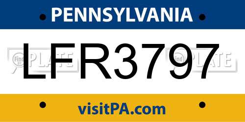 LFR3797 Pennsylvania License Plate