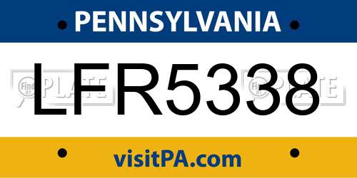 LFR5338 Pennsylvania License Plate