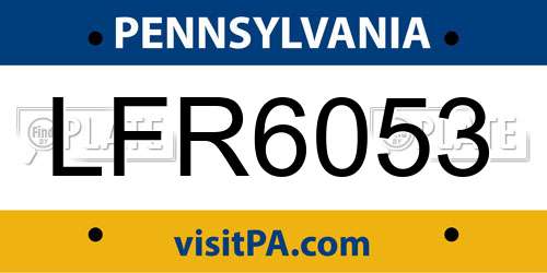 LFR6053 Pennsylvania License Plate