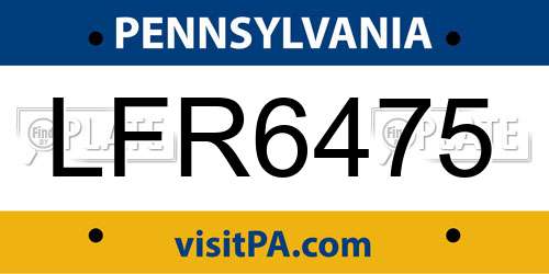 LFR6475 Pennsylvania License Plate