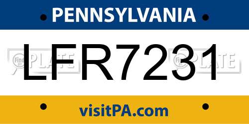 LFR7231 Pennsylvania License Plate