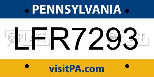 LFR7293 Pennsylvania License Plate