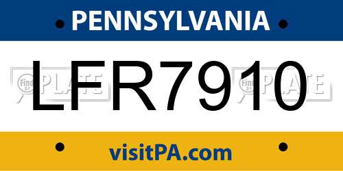 LFR7910 Pennsylvania License Plate