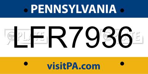 LFR7936 Pennsylvania License Plate