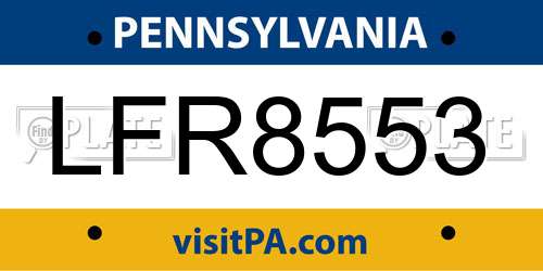 LFR8553 Pennsylvania License Plate