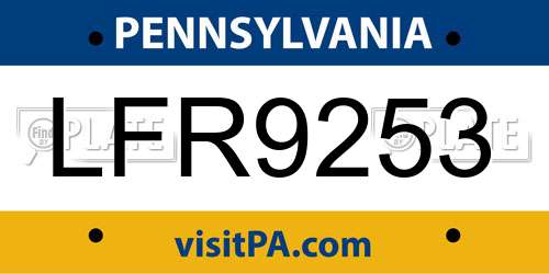 LFR9253 Pennsylvania License Plate