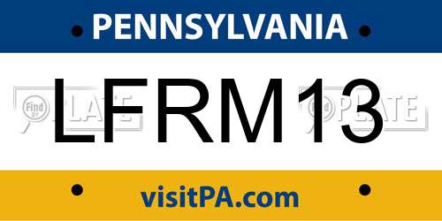 LFRM13 Pennsylvania License Plate