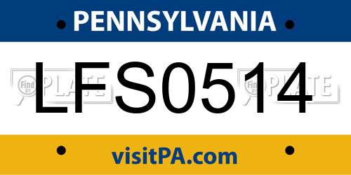 LFS0514 Pennsylvania License Plate
