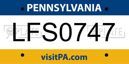 LFS0747 Pennsylvania License Plate