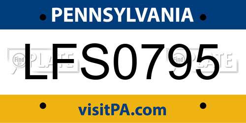 LFS0795 Pennsylvania License Plate
