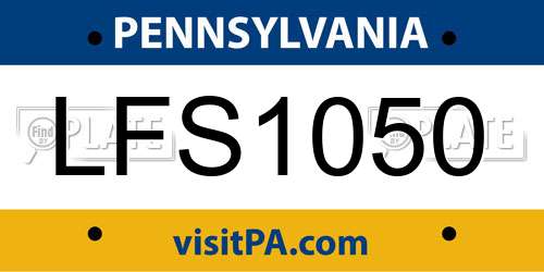 LFS1050 Pennsylvania License Plate
