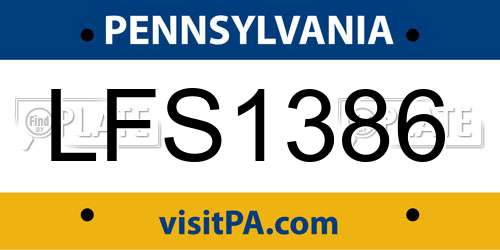 LFS1386 Pennsylvania License Plate