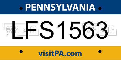 LFS1563 Pennsylvania License Plate