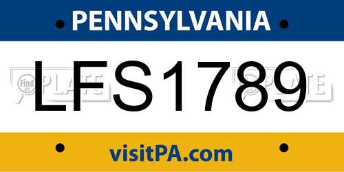 LFS1789 Pennsylvania License Plate