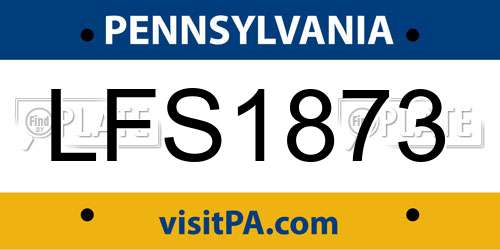 LFS1873 Pennsylvania License Plate