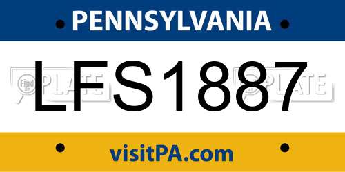 LFS1887 Pennsylvania License Plate