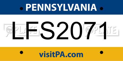 LFS2071 Pennsylvania License Plate