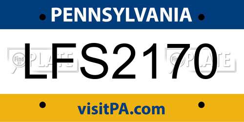 LFS2170 Pennsylvania License Plate