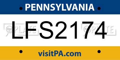 LFS2174 Pennsylvania License Plate