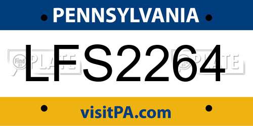 LFS2264 Pennsylvania License Plate