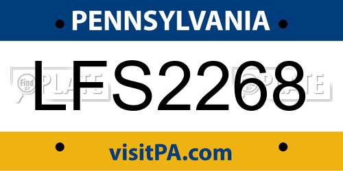 LFS2268 Pennsylvania License Plate