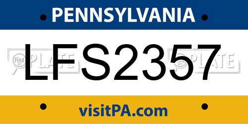 LFS2357 Pennsylvania License Plate