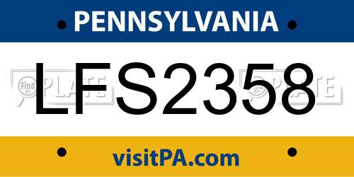 LFS2358 Pennsylvania License Plate