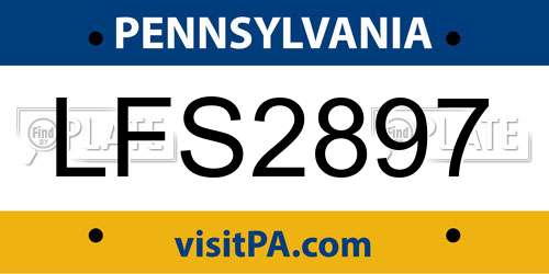 LFS2897 Pennsylvania License Plate