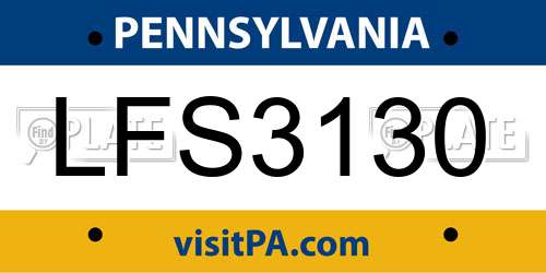 LFS3130 Pennsylvania License Plate