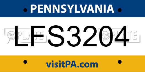 LFS3204 Pennsylvania License Plate
