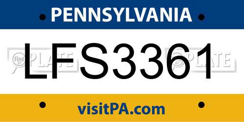 LFS3361 Pennsylvania License Plate