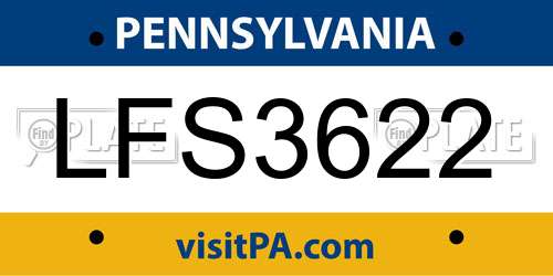 LFS3622 Pennsylvania License Plate