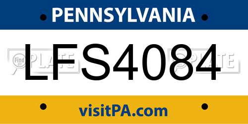LFS4084 Pennsylvania License Plate