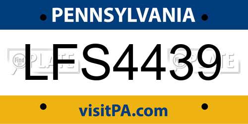 LFS4439 Pennsylvania License Plate