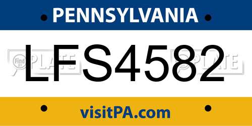LFS4582 Pennsylvania License Plate