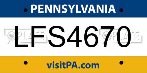 LFS4670 Pennsylvania License Plate