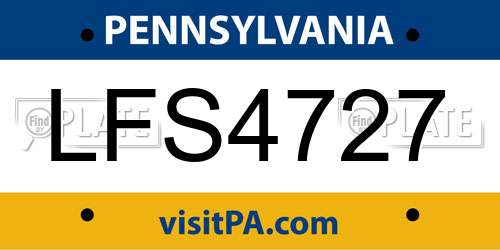 LFS4727 Pennsylvania License Plate