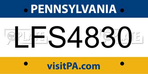 LFS4830 Pennsylvania License Plate