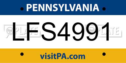 LFS4991 Pennsylvania License Plate