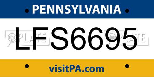 LFS6695 Pennsylvania License Plate