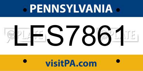 LFS7861 Pennsylvania License Plate