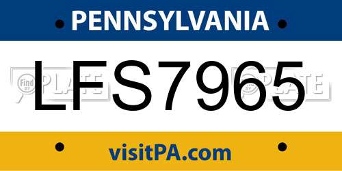 LFS7965 Pennsylvania License Plate