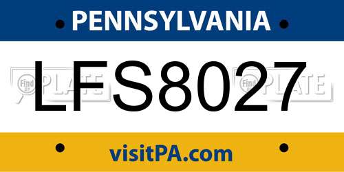 LFS8027 Pennsylvania License Plate