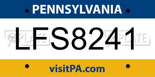 LFS8241 Pennsylvania License Plate