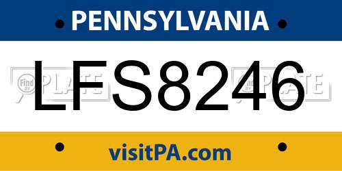 LFS8246 Pennsylvania License Plate