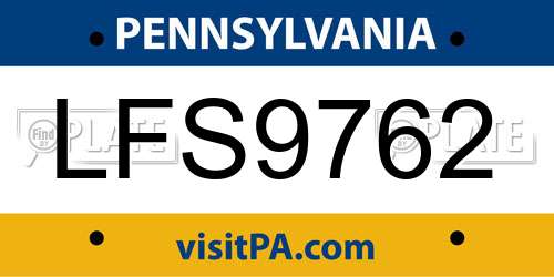 LFS9762 Pennsylvania License Plate