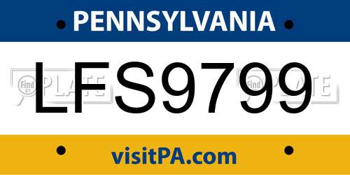 LFS9799 Pennsylvania License Plate